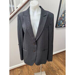TWP Boyfriend Blazer Jacket Silk Wool Blend Dark Grey Size Large